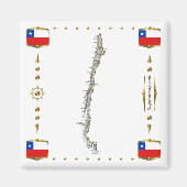 Chile Map + Flags Magnet (Vorne)