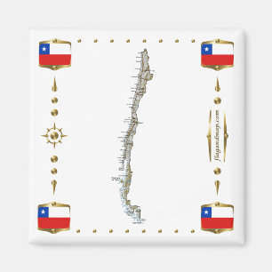Chile Map + Flags Magnet