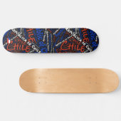 Chile National Pride Wordcloud Skateboard (Horizontal)