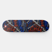 Chile National Pride Wordcloud Skateboard (Horizontal)