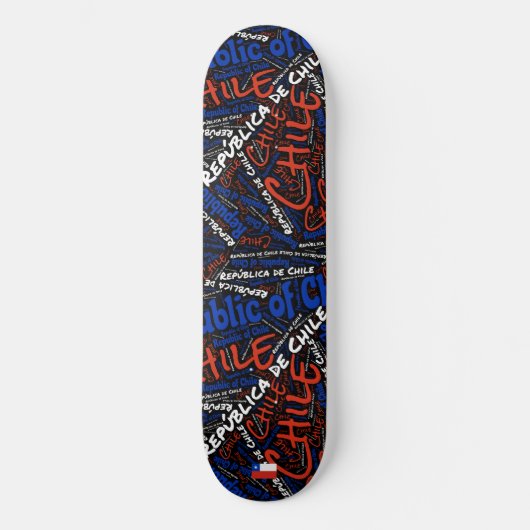 Chile National Pride Wordcloud Skateboard (Vorderseite)