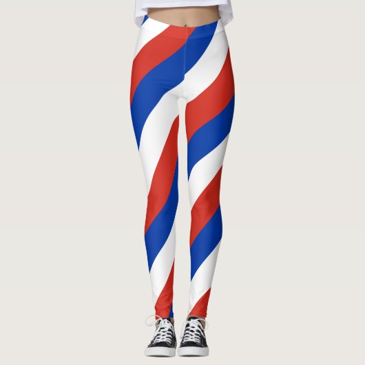 Chile Nationale Flaggenfarben diagonal gestreift Leggings (Vorderseite)