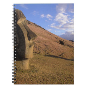 Chile, Osterinsel. Hügel mit Moai Notizblock