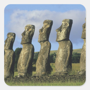 Chile, Osterinsel, Rapa Nui, Ahu Akivi Quadratischer Aufkleber
