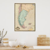 " Chile/Patagonia: 1862 - Detaillierte KARTE ... Poster (Küche)
