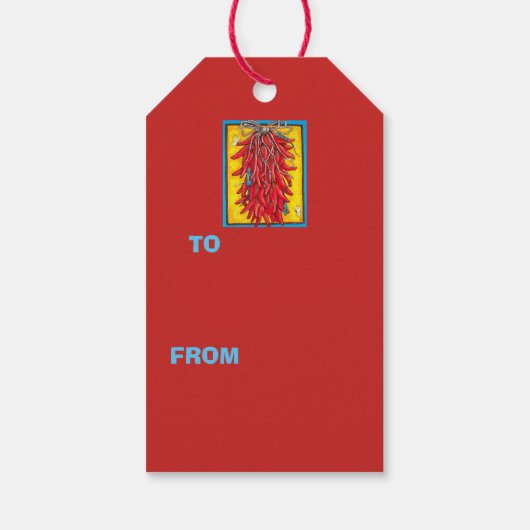 Chile Pepper Ristra Chili Rot mit Türkis Lizard Geschenkanhänger (Rückseite)