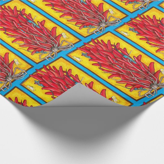 Chile Pepper Ristra Lizard Türkis Gift Wrap Geschenkpapier (Ecke)
