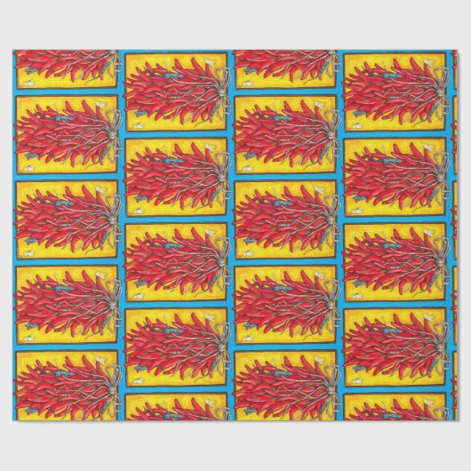 Chile Pepper Ristra Lizard Türkis Gift Wrap Geschenkpapier (Flach)