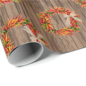 Chile Pepper Wreaths on Rustic Wood Pattern Geschenkpapier (Rolleneckpunkt)