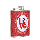 Chile Rote LIEBE Flag Personalisiert Flachmann (Rechts)