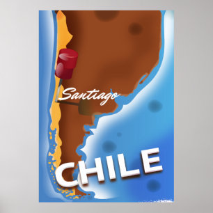 Chile Santiago Vintage Reiseplakat Poster