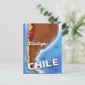 Chile Santiago Vintage Reiseplakat Postkarte (Stehend Vorderseite)
