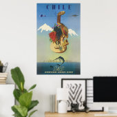 Chile Scandinavian Air Vintage Travel Art Poster (Heimbüro)