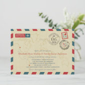 CHILE / SEATTLE WA USA Airmail | Hochzeit Einladung (Stehend Vorderseite)