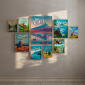 Chile Südamerika Vintage Travel Poster Flamingo