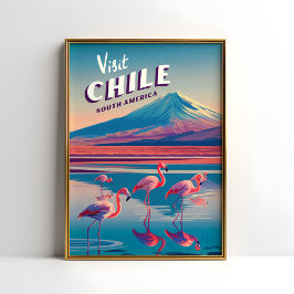 Chile Südamerika Vintage Travel Poster Flamingo