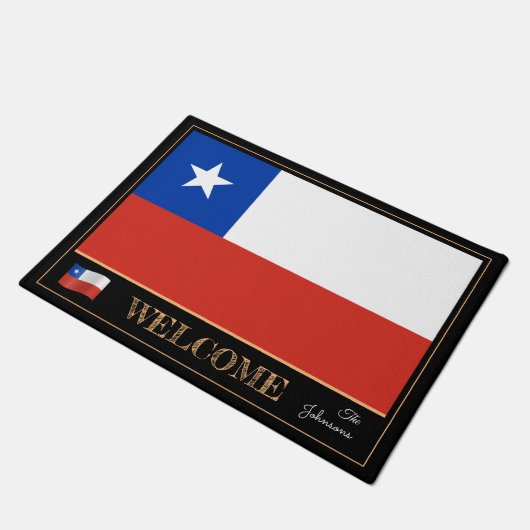 Chile und chilenische Flagge / Sport Willkommen Fußmatte (Schrägansicht)