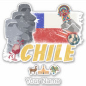 Chile Vintag Osterinsel Flag und Alpaca Aufkleber (Vorderseite)