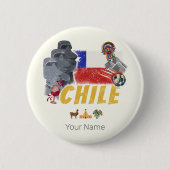Chile Vintag Osterinsel Flag und Alpaca Button (Vorderseite)