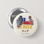 Chile Vintag Osterinsel Flag und Alpaca Button (Vorne & Hinten)