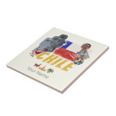 Chile Vintag Osterinsel Flag und Alpaca Fliese (Seite)