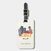 Chile Vintag Osterinsel Flag und Alpaca Gepäckanhänger (Vorderseite vertikal)