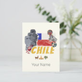 Chile Vintag Osterinsel Flag und Alpaca Postkarte (Stehend Vorderseite)
