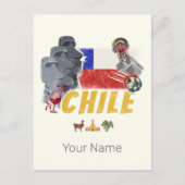 Chile Vintag Osterinsel Flag und Alpaca Postkarte (Vorderseite)