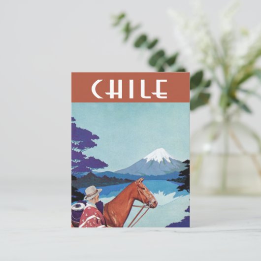 Chile Vintage Reiseplakat Postkarte (Stehend Vorderseite)