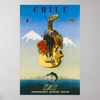 Chile Vintage Travel Poster