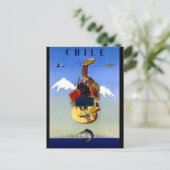 Chile Vintage Travel Poster Postkarte (Stehend Vorderseite)