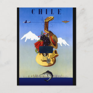 Chile Vintage Travel Poster Postkarte