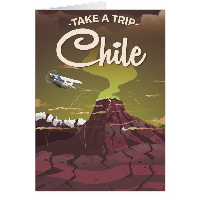 Chile Volcano Vintage Reiseplakat (Vorne)