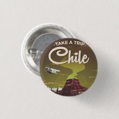 Chile Volcano Vintage Reiseplakat Button (Vorne & Hinten)