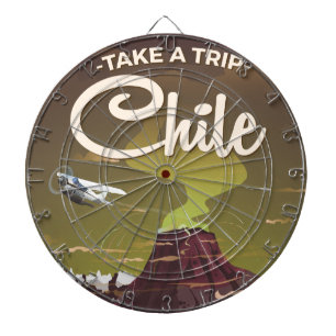 Chile Volcano Vintage Reiseplakat Dartscheibe