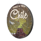Chile Volcano Vintage Reiseplakat Dartscheibe (Vorderseite rechts)