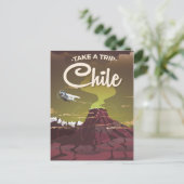 Chile Volcano Vintage Reiseplakat Postkarte (Stehend Vorderseite)