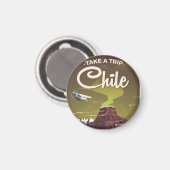 Chile Vulkan Vintage-Reiseposter Magnet (Vorderseite/Rückseite)