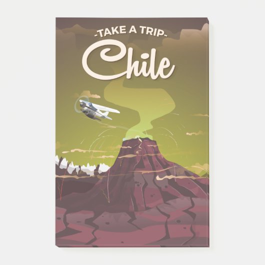 Chile Vulkan Vintage-Reiseposter Post-it Klebezettel (Vorderseite)