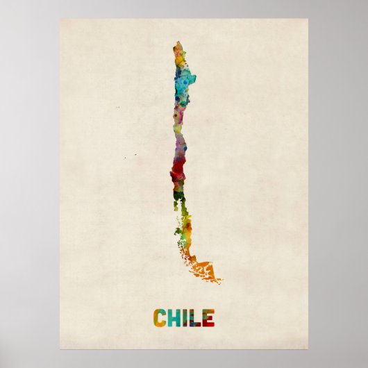 Chile Wasserfarbkarte Poster (Vorne)