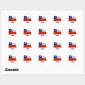 Chile Waving Flag mit Name Runder Aufkleber (Blatt)