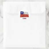 Chile Waving Flag mit Name Runder Aufkleber (Tasche)