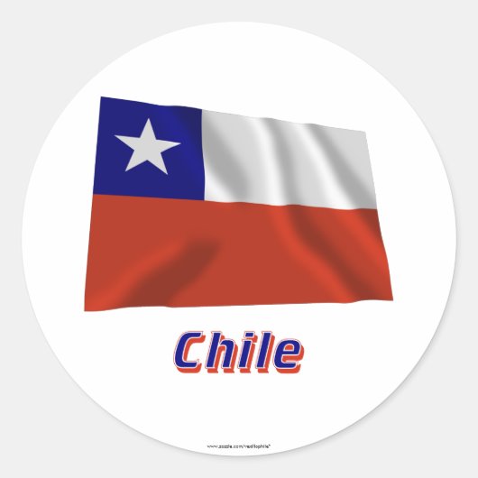 Chile Waving Flag mit Name Runder Aufkleber (Vorderseite)