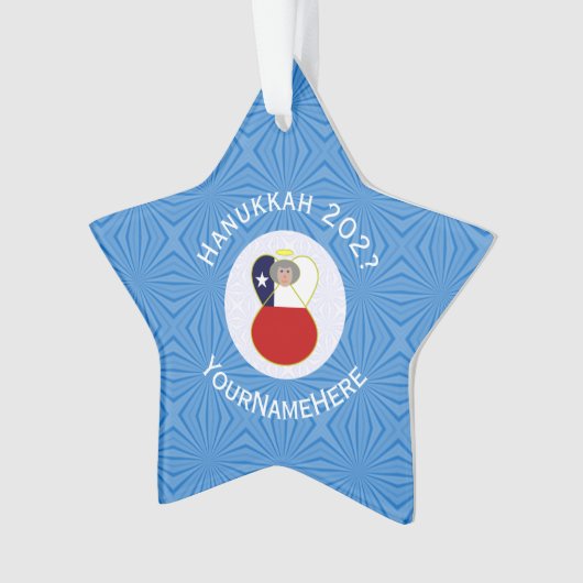 Chilean Angel Hanukkah Flag Personalisiert Ornament (Vorderseite)