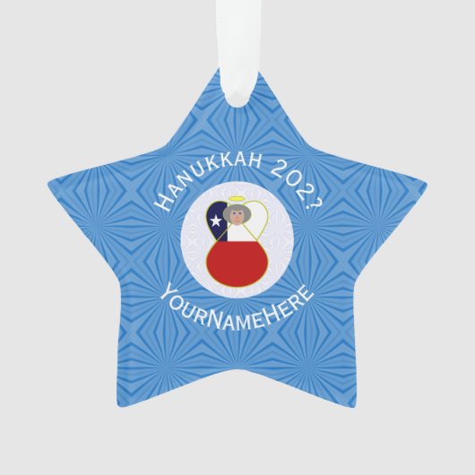 Chilean Angel Hanukkah Flag Personalisiert Ornament (Vorderseite)