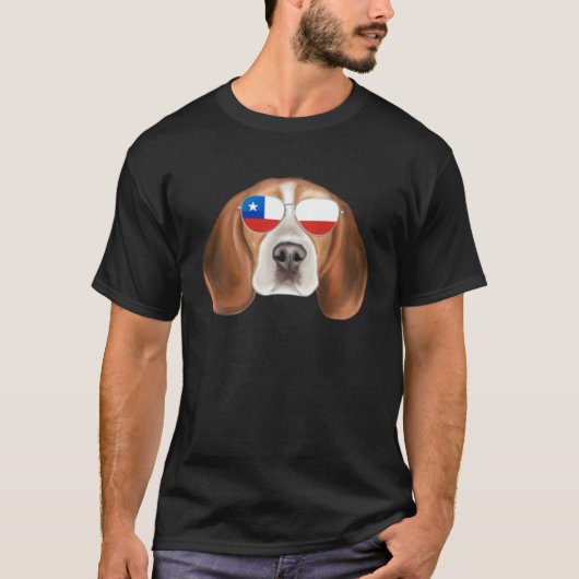 Chilean Flag Beagle Dog Chile Pocket T-Shirt (Vorderseite)