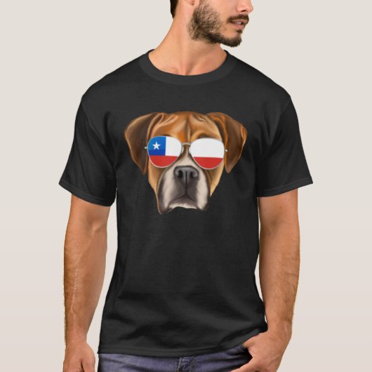 Chilean Flag Boxer Dog Chile Pocket T-Shirt (Vorderseite)