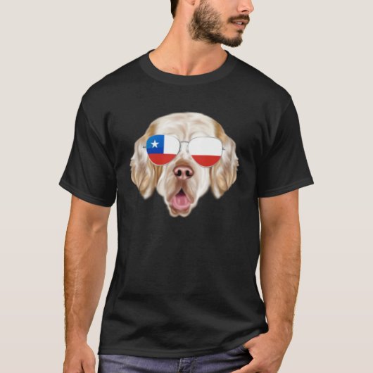 Chilean Flag Clumber Spaniel Dog Chile Pocket T-Shirt (Vorderseite)