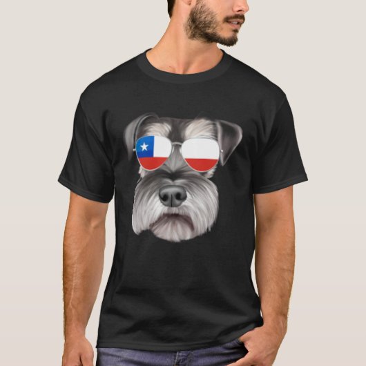 Chilean Flag Miniature Schnauzer Dog Chile Pocket T-Shirt (Vorderseite)