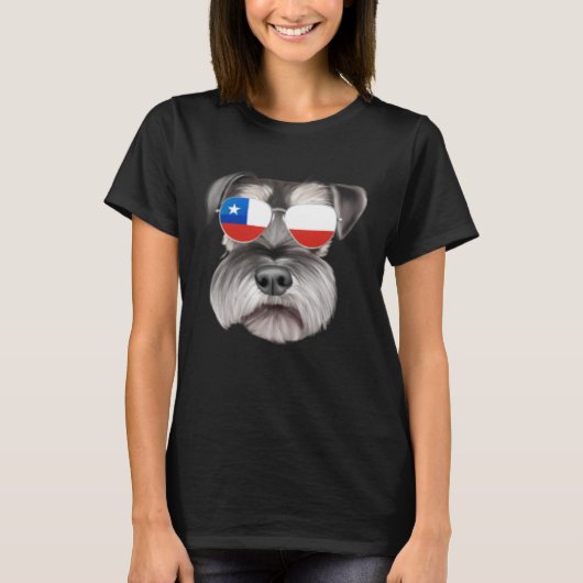 Chilean Flag Miniature Schnauzer Dog Chile Pocket T-Shirt (Vorderseite)